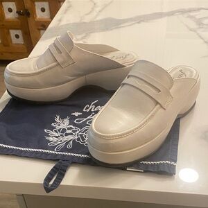 Free People Cream Leather Platform Mules Women's size 8.5 / 9